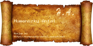 Humenszky Antal névjegykártya